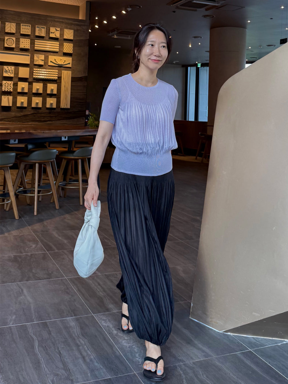 ✨🌿 ❄️셔링 쿨 플리츠 탑 블라우스 │ Shirring Cool Pleats Top Blouse │ Ultra-Light Summer Pleats Tee