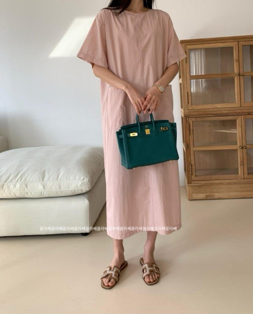 🌿 [럭키룸] 77까지 추천✨ 입는 순간 날씬해 보이는 바스락 포켓 롱원피스 Lucky Room Pocket Long Dress
