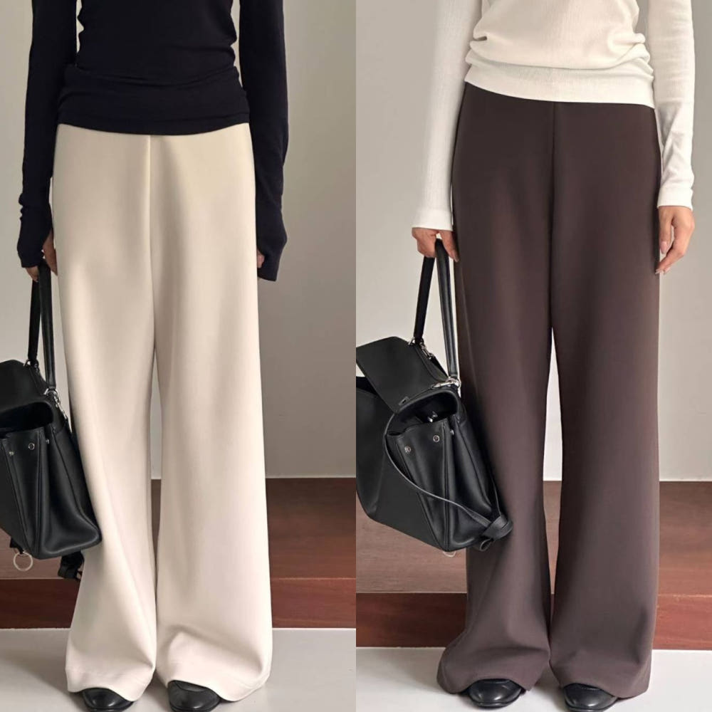 ✨ [미친스판 55-88 모두가능] [제이말로] 히든 밴딩 크레이프 와이드 슬랙스 | Hidden Banding Crepe Wide Pants