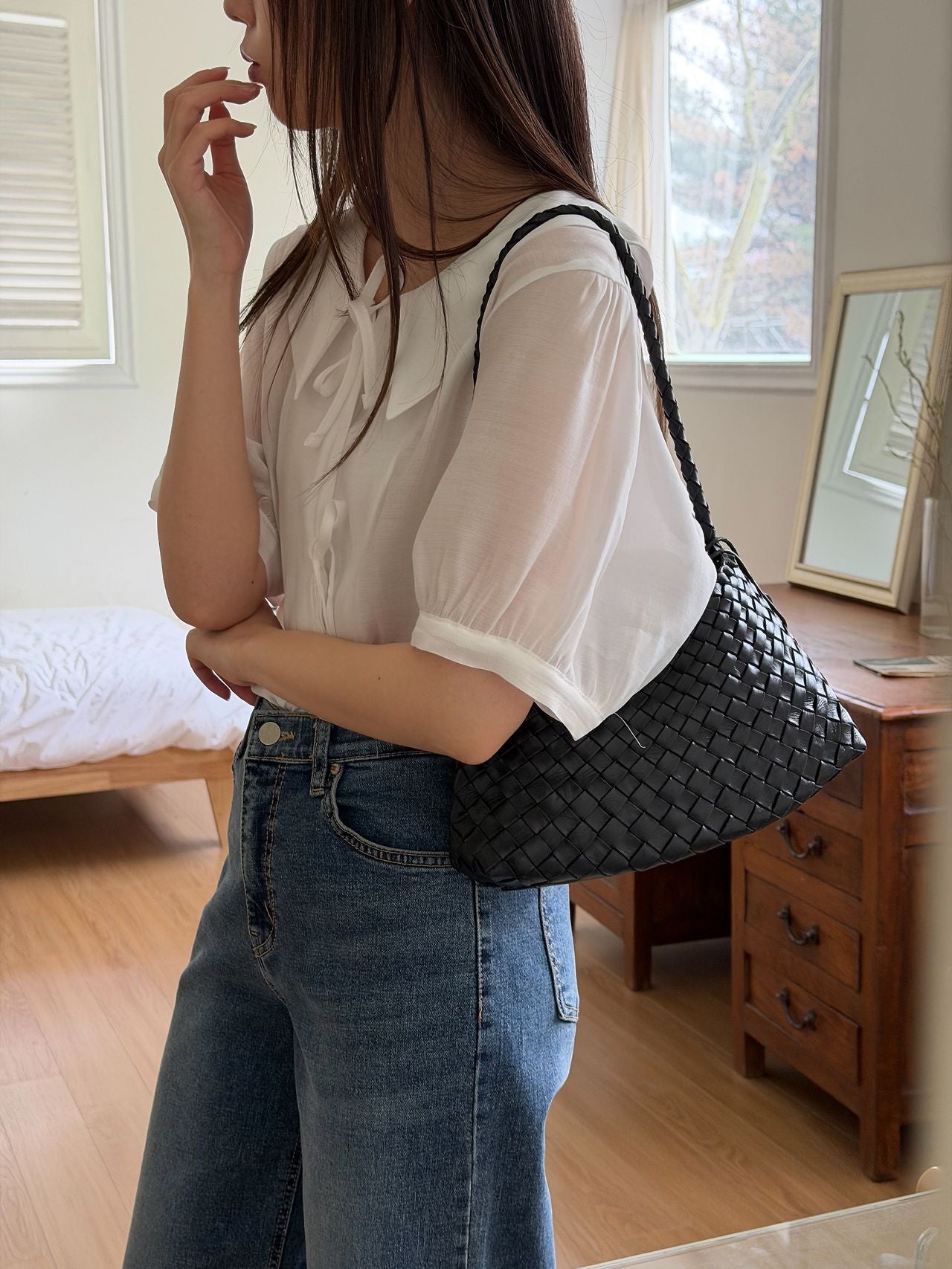[리얼 프리미엄 소가죽] [2-4주소요] 👜🔥여름대란템 청담대치엄마들 데일리백 드래곤백 트리플점프 소가죽 위빙 숄더백🔥👜 SUMMER HOT ITEM PREMIUM WOVEN LEATHER DRAGON BAG TRIPLE JUMP SHOULDER BAG
