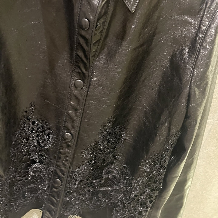 [프리미엄 고가 라인]🖤 청담동 며느리룩[PREMIUM] 100% 리얼 양가죽 레이스 셔츠 자켓 | Premium Lambskin Lace Shirt Jacket