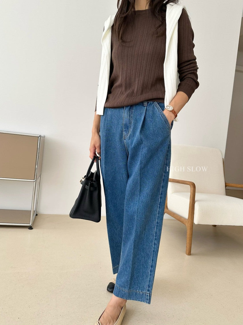 👖 카인드 미니 핀턱 데님 팬츠 | Kind Mini Pintuck Denim Pants