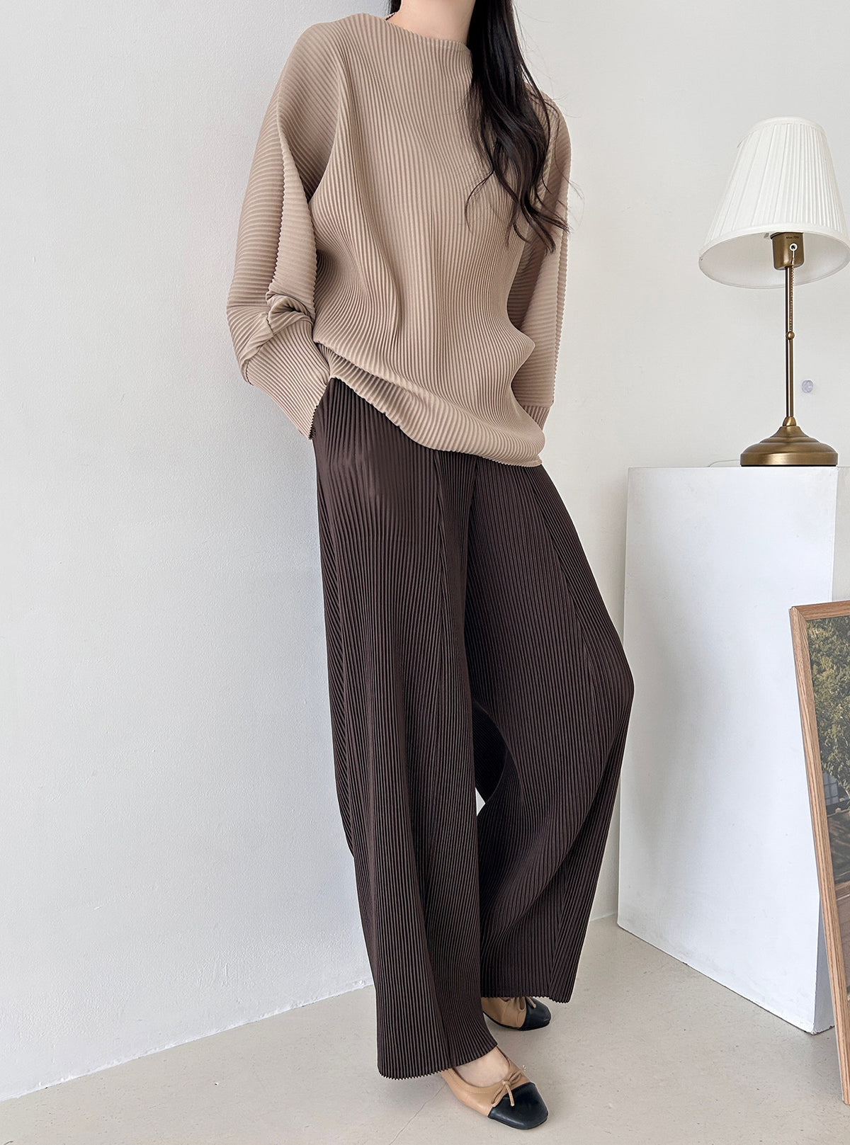 ✨ [플리츠] 도톰 롱 와이드 일자 팬츠 | Thick Pleated Wide-Leg Pants