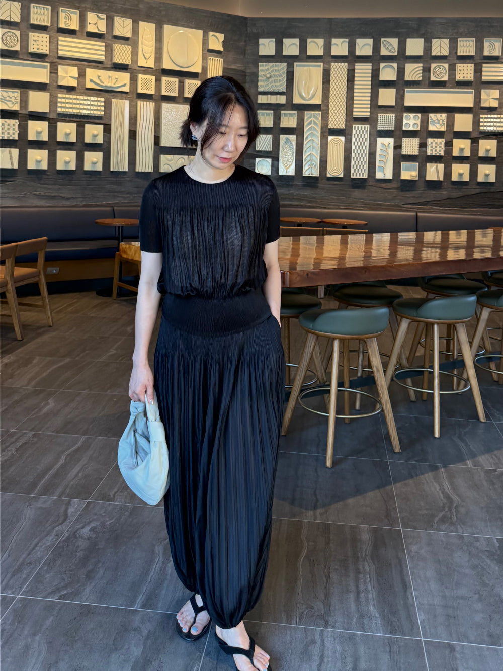 ✨🌿 ❄️셔링 쿨 플리츠 탑 블라우스 │ Shirring Cool Pleats Top Blouse │ Ultra-Light Summer Pleats Tee