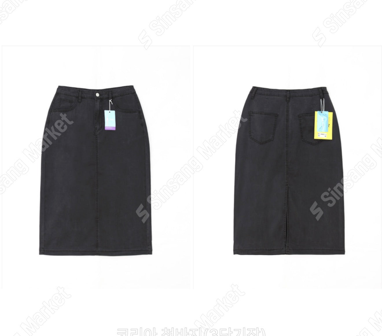 ✨👖 2026 여름신상 텐셀70% 인밴딩 뒷트임 데님 롱스커트 부드러운 쿨링 소재 슬림핏 편안한 착용감 흑청 그레이 중청 연청 Summer Tencel Denim Skirt Elastic Waist Back Slit Soft Lightweight 👖✨