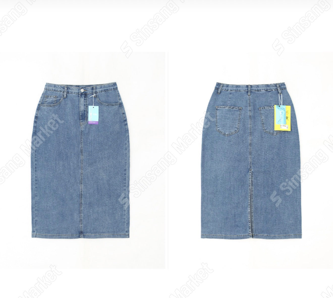 ✨👖 2026 여름신상 텐셀70% 인밴딩 뒷트임 데님 롱스커트 부드러운 쿨링 소재 슬림핏 편안한 착용감 흑청 그레이 중청 연청 Summer Tencel Denim Skirt Elastic Waist Back Slit Soft Lightweight 👖✨