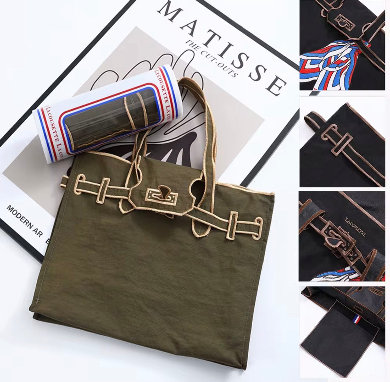 🇯🇵✨👜 일본 유명 에코백 라쿠제토 스카프 시리즈 미디움/ 라지 사이즈  정품퀄리티 그대로!  감성 토트백 데일리백 9컬러 한정수량 |정품느낌 그대로| Lacousette Scarf Series Medium Tote Bag 👜✨