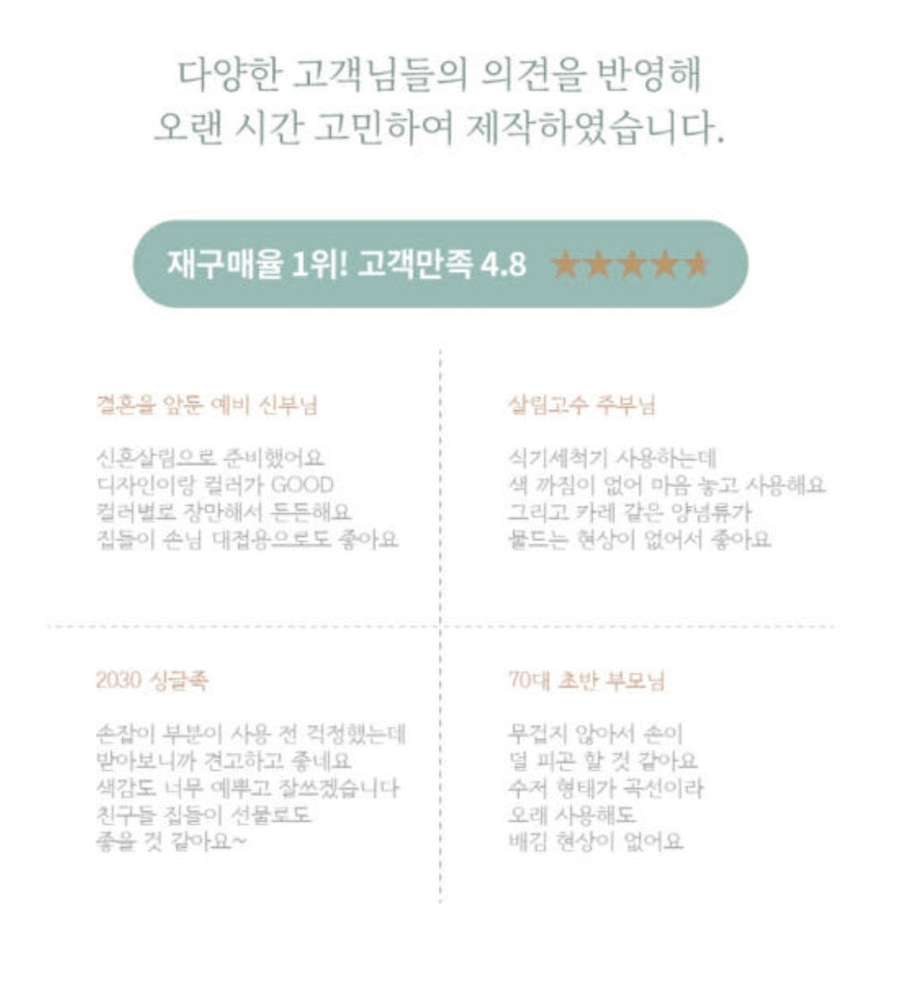 🥄[국민보급형][🇺🇸국민 수저세트 상륙!!🇺🇸]  카모메키친 2+2 = 4인 수저세트 – 3가지 컬러 국민 수저세트 / Kamome Kitchen 4-Person Spoon & Chopstick Set – 3 Color Best-Selling Flatware Set