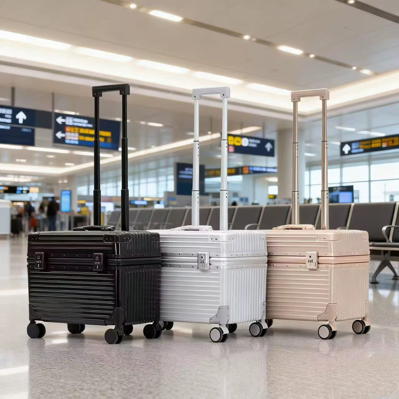 🚢🧳 [1차 공동구매 OPEN (5/20 ~ 5/27)] 신형 밥솥 캐리어 18인치 기내용 캐리어 Rice Cooker Carry-On Suitcase 18"｜ABS+PC 초경량｜알루미늄 프레임｜알루미늄 코너가드｜TSA 잠금장치｜사일런트 휠｜블랙·실버·골드