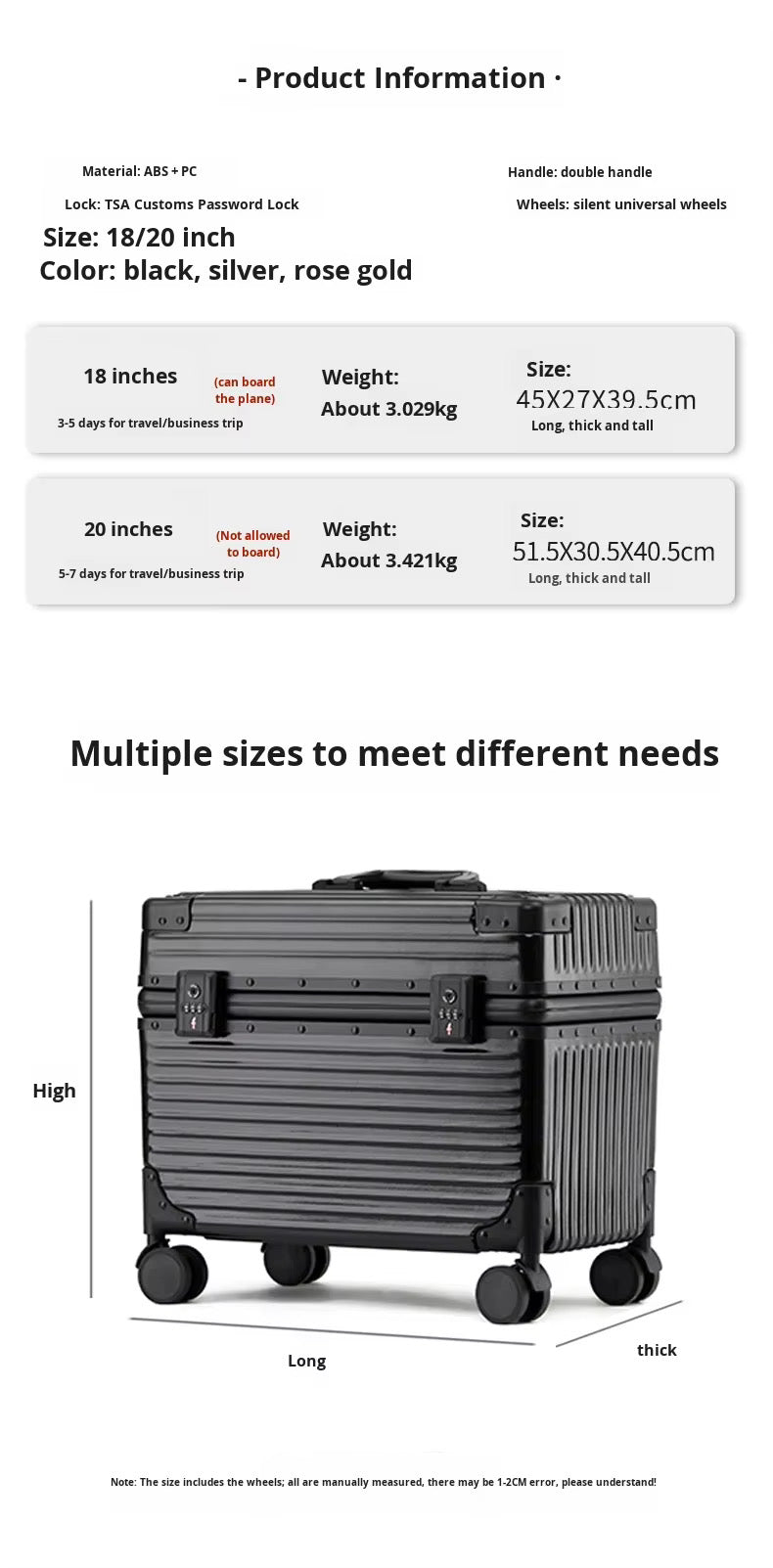 🚢🧳 [1차 공동구매 OPEN (5/20 ~ 5/27)] 신형 밥솥 캐리어 18인치 기내용 캐리어 Rice Cooker Carry-On Suitcase 18"｜ABS+PC 초경량｜알루미늄 프레임｜알루미늄 코너가드｜TSA 잠금장치｜사일런트 휠｜블랙·실버·골드