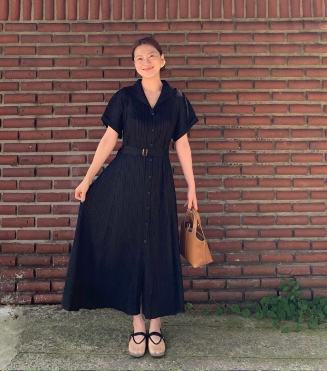 ✨고퀄 벨트 플리츠 원피스 세트 💫 Premium High-Quality Belt Pleated Long Dress Set | 백화점 퀄리티 플리츠 원피스 · 프리미엄 플리츠 드레스 · 고급 여행룩 · 하객룩✨