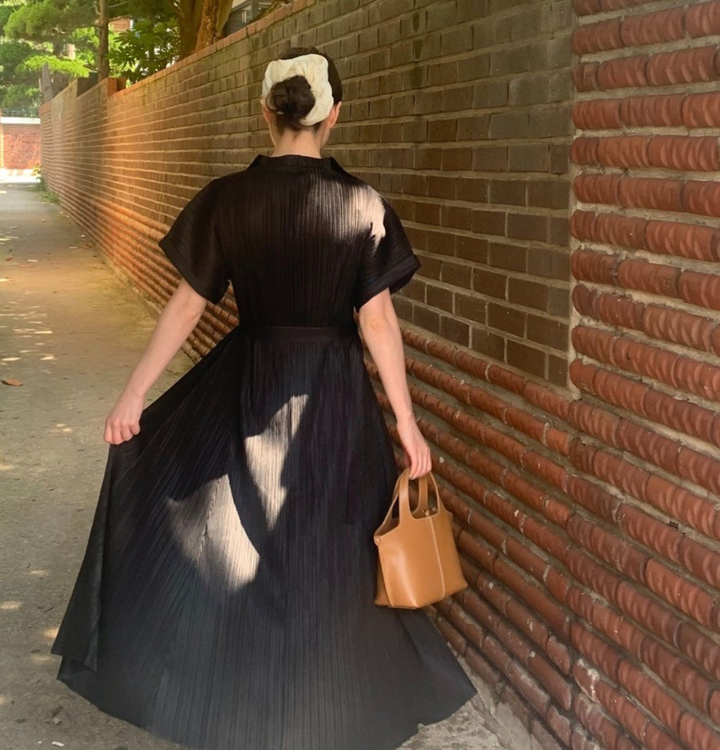 ✨고퀄 벨트 플리츠 원피스 세트 💫 Premium High-Quality Belt Pleated Long Dress Set | 백화점 퀄리티 플리츠 원피스 · 프리미엄 플리츠 드레스 · 고급 여행룩 · 하객룩✨