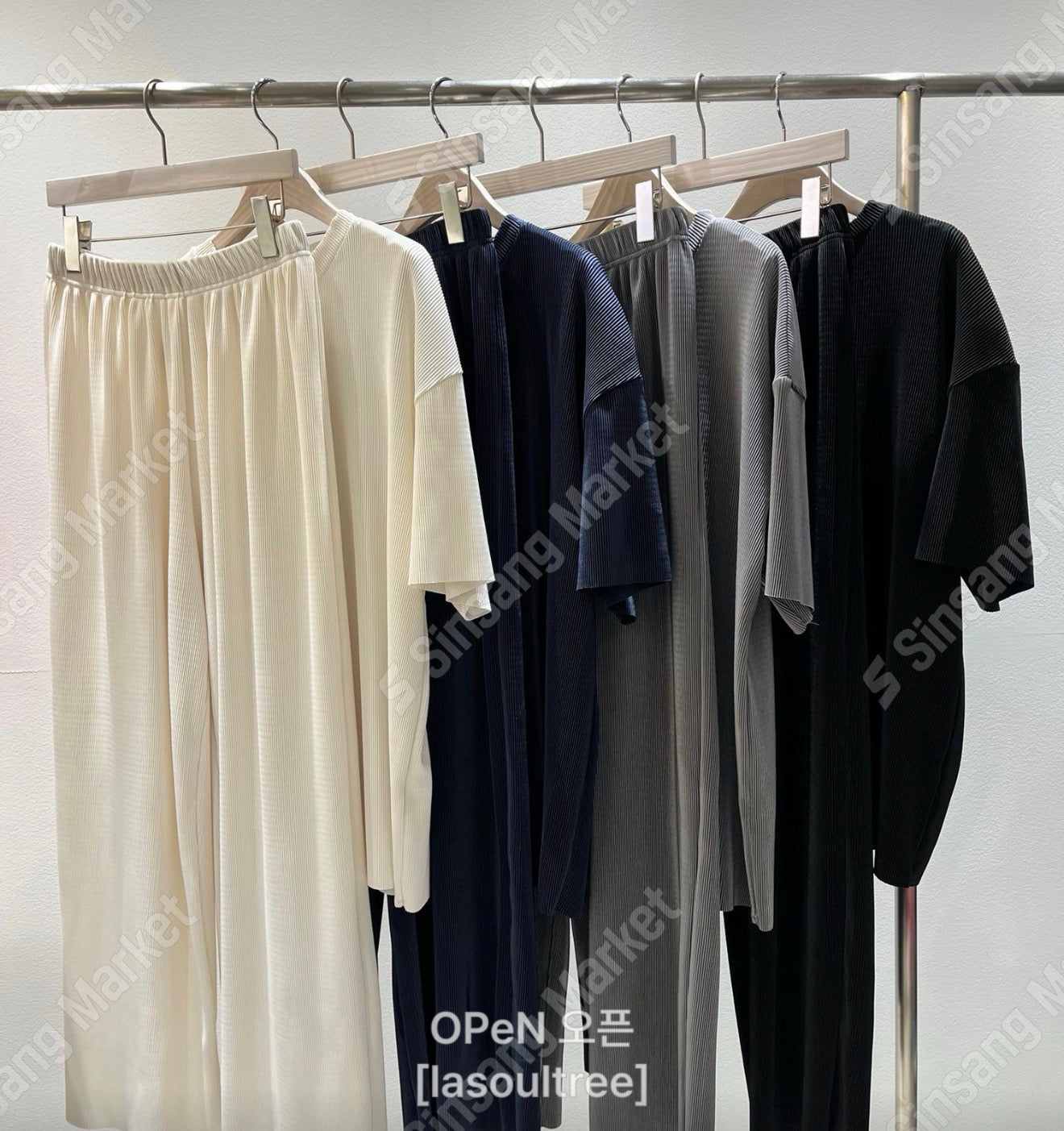 [88까지]✨오픈 벤타 럭스 플리츠 팬츠 세트 🤍 Open Venta Luxe Pleated Wide Pants Two-Piece Set | 프리미엄 고밀도 플리츠 · 우아한 촤르르핏 · 체형커버 롱탑 · 한여름 쿨링 셋업 · 고급 리조트룩✨