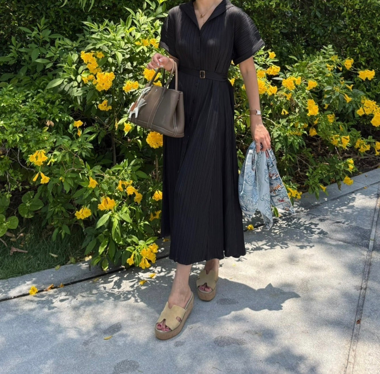 ✨고퀄 벨트 플리츠 원피스 세트 💫 Premium High-Quality Belt Pleated Long Dress Set | 백화점 퀄리티 플리츠 원피스 · 프리미엄 플리츠 드레스 · 고급 여행룩 · 하객룩✨