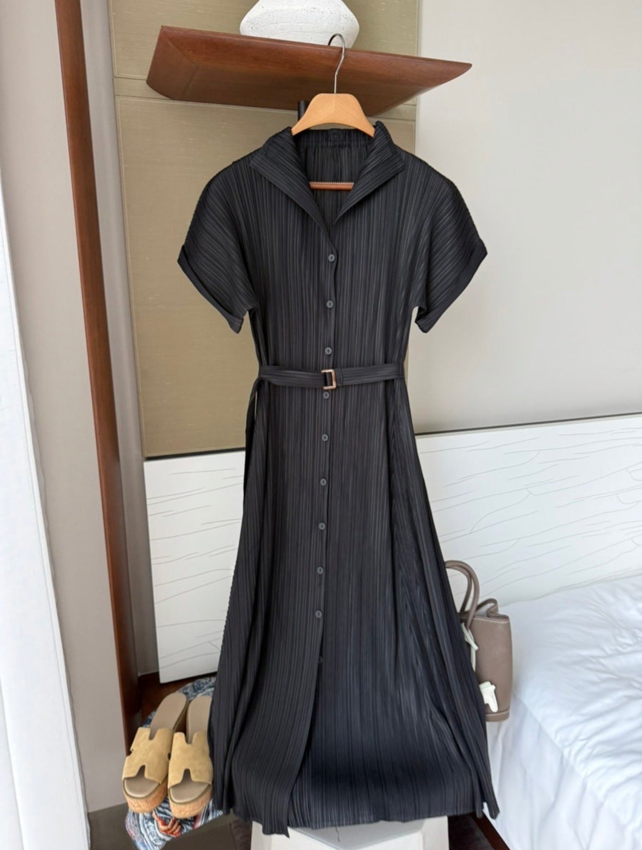 ✨고퀄 벨트 플리츠 원피스 세트 💫 Premium High-Quality Belt Pleated Long Dress Set | 백화점 퀄리티 플리츠 원피스 · 프리미엄 플리츠 드레스 · 고급 여행룩 · 하객룩✨