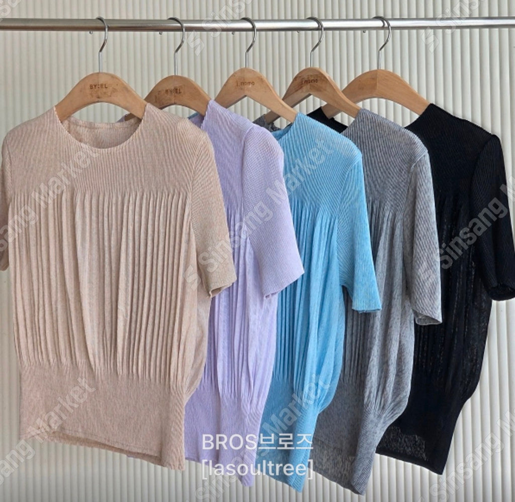 ✨🌿 ❄️셔링 쿨 플리츠 탑 블라우스 │ Shirring Cool Pleats Top Blouse │ Ultra-Light Summer Pleats Tee