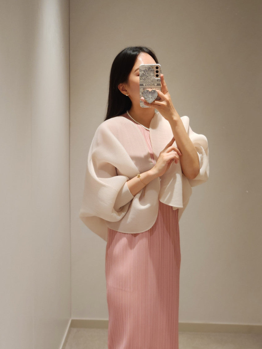 🤍 [99까지 가능] 라운드 플리츠 루즈핏 소매 볼륨 가디건 🤍 Round Pleated Volume Sleeve Bolero Cardigan