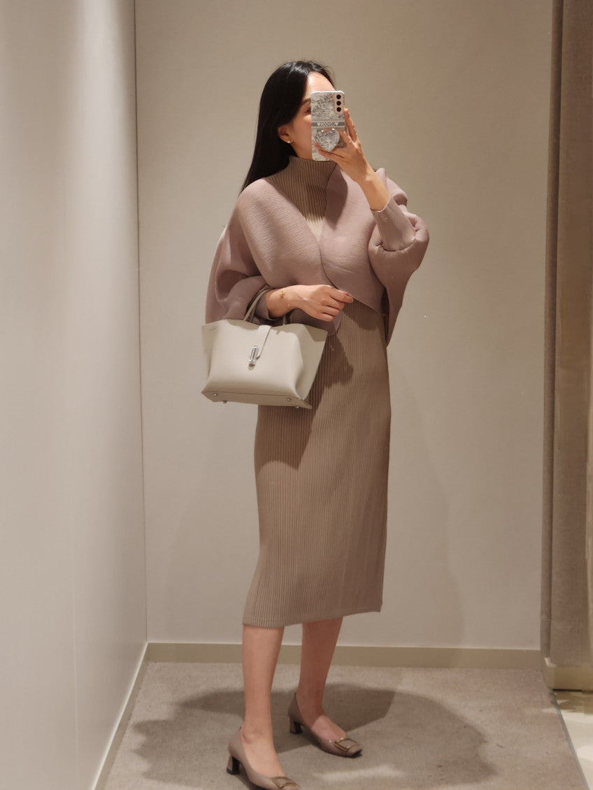 🤍 [99까지 가능] 라운드 플리츠 루즈핏 소매 볼륨 가디건 🤍 Round Pleated Volume Sleeve Bolero Cardigan