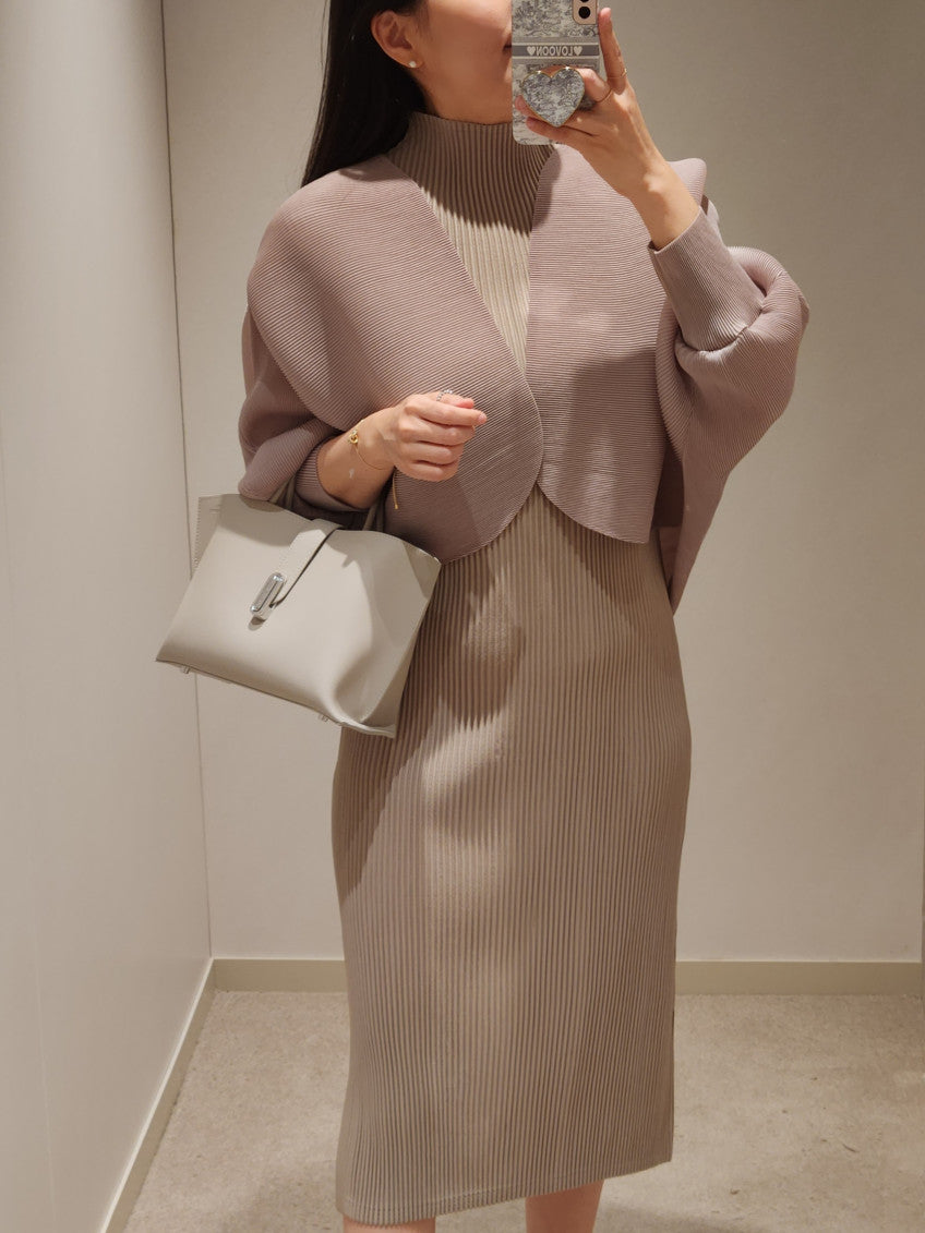 🤍 [99까지 가능] 라운드 플리츠 루즈핏 소매 볼륨 가디건 🤍 Round Pleated Volume Sleeve Bolero Cardigan