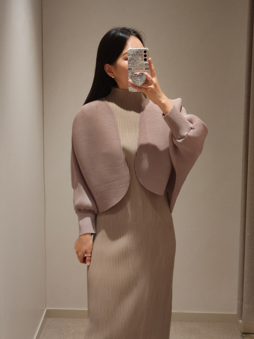 🤍 [99까지 가능] 라운드 플리츠 루즈핏 소매 볼륨 가디건 🤍 Round Pleated Volume Sleeve Bolero Cardigan