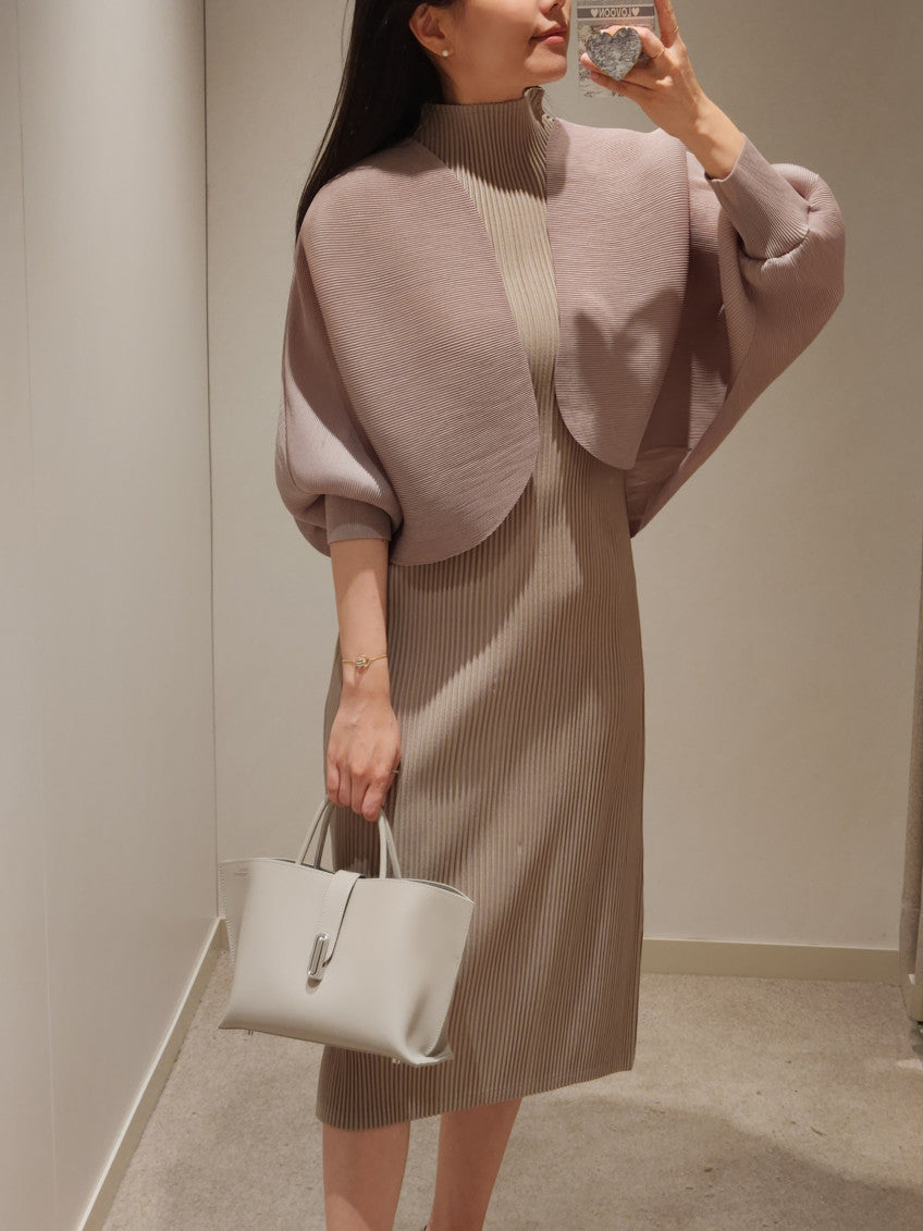 🤍 [99까지 가능] 라운드 플리츠 루즈핏 소매 볼륨 가디건 🤍 Round Pleated Volume Sleeve Bolero Cardigan
