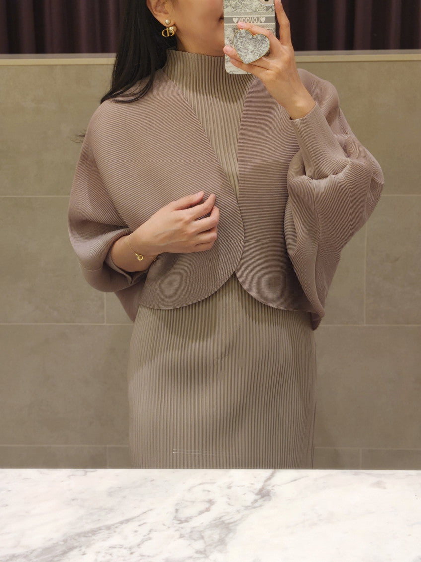 🤍 [99까지 가능] 라운드 플리츠 루즈핏 소매 볼륨 가디건 🤍 Round Pleated Volume Sleeve Bolero Cardigan