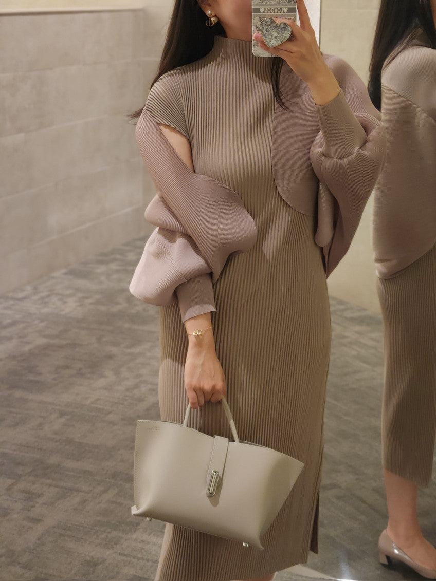 🤍 [99까지 가능] 라운드 플리츠 루즈핏 소매 볼륨 가디건 🤍 Round Pleated Volume Sleeve Bolero Cardigan