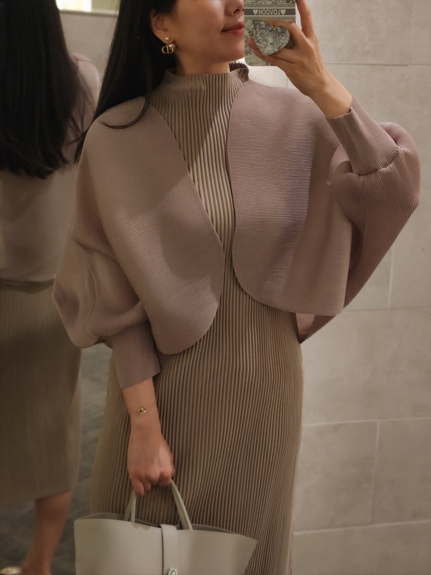 🤍 [99까지 가능] 라운드 플리츠 루즈핏 소매 볼륨 가디건 🤍 Round Pleated Volume Sleeve Bolero Cardigan