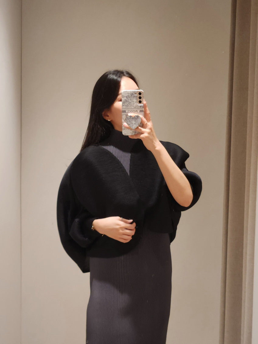 🤍 [99까지 가능] 라운드 플리츠 루즈핏 소매 볼륨 가디건 🤍 Round Pleated Volume Sleeve Bolero Cardigan
