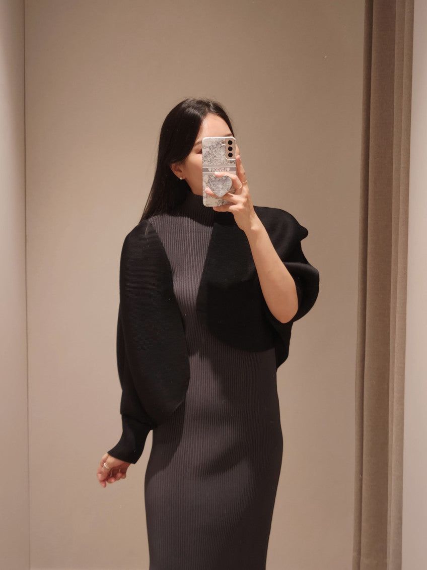 🤍 [99까지 가능] 라운드 플리츠 루즈핏 소매 볼륨 가디건 🤍 Round Pleated Volume Sleeve Bolero Cardigan