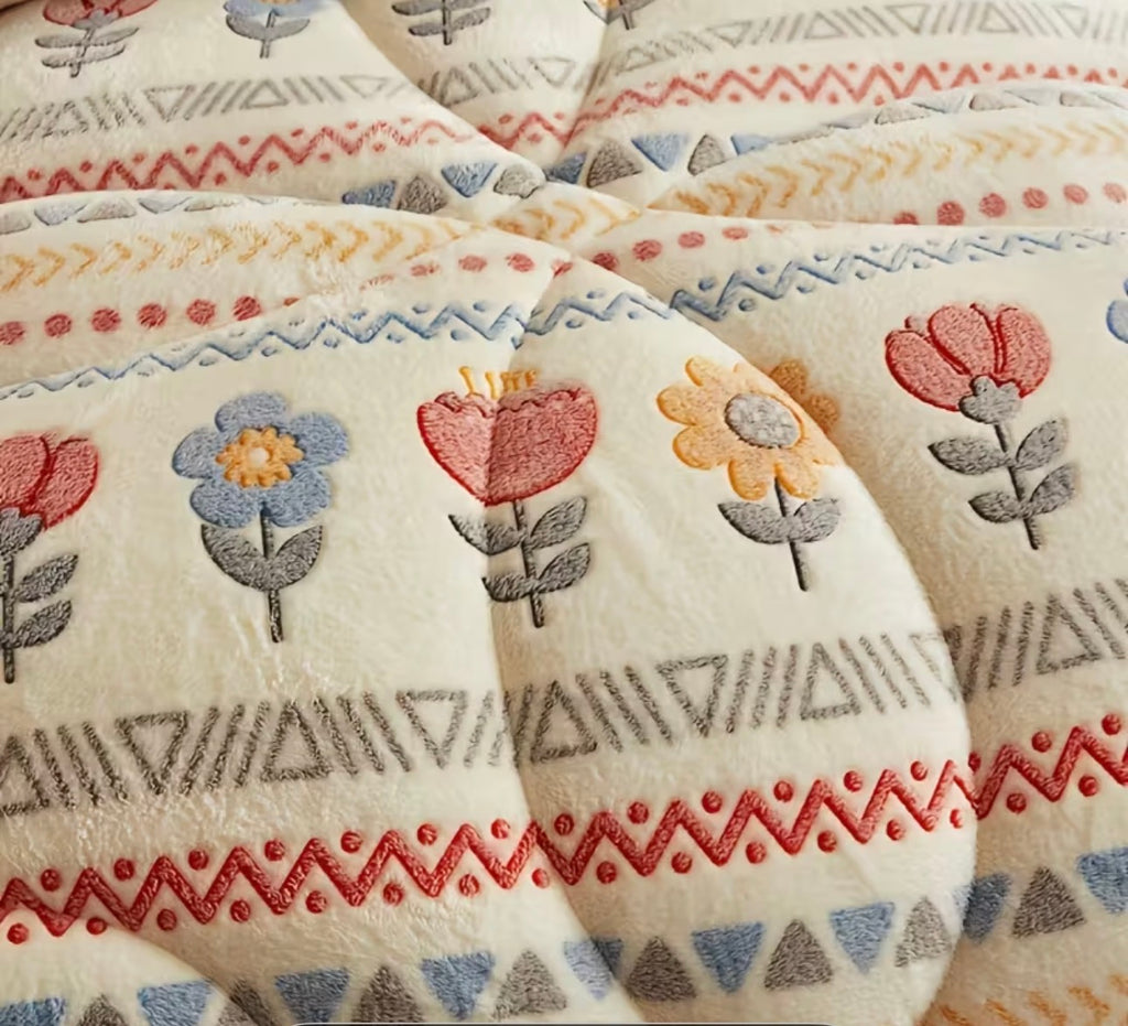 포근 겨울 감성 보헤미안 털 이불(이불 Only)/ Cozy Bohemian Winter Blanket – One-Piece Ultra Warm Quilt