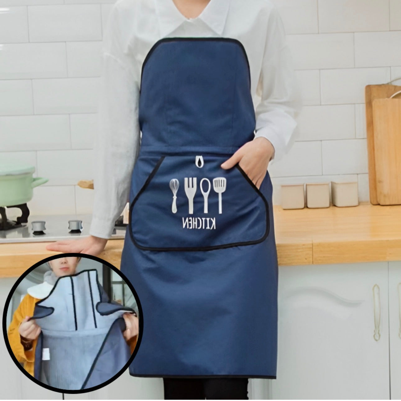 🇰🇷🔥최화정 끈 없는 와이어 방수 앞치마 / No-Tie Wire Apron (Water-Resistant)