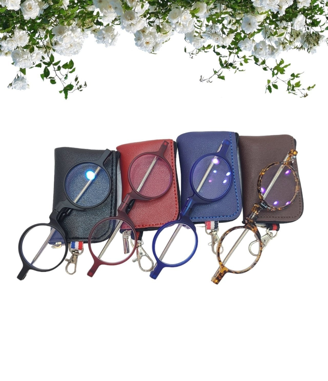 🥸[드디어 미국 상륙] [접이식 돋보기 +1.0]접이식 휴대용 원형 돋보기 안경 + 파우치 세트(Black Only) |  Foldable Reading Glasses +1.0 with Case