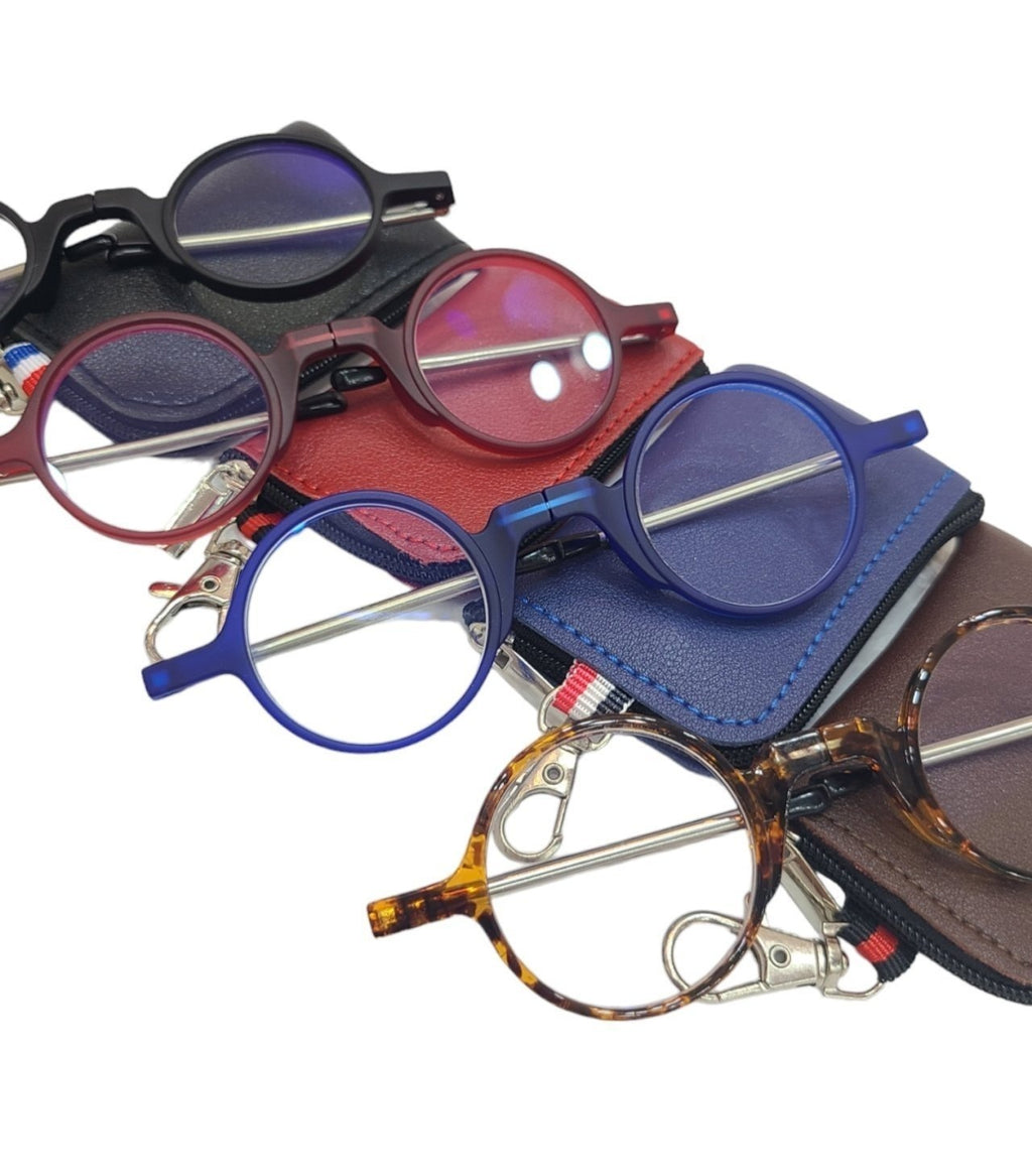 🥸[드디어 미국 상륙] [접이식 돋보기 +1.0]접이식 휴대용 원형 돋보기 안경 + 파우치 세트(Black Only) |  Foldable Reading Glasses +1.0 with Case