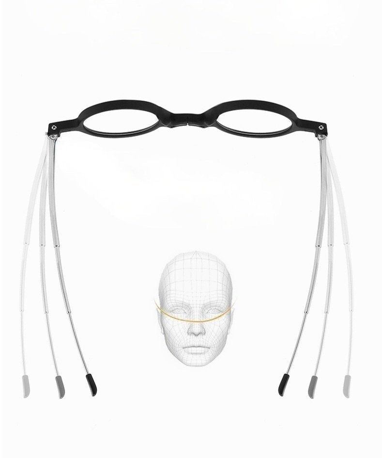 🥸[드디어 미국 상륙] [접이식 돋보기 +1.0]접이식 휴대용 원형 돋보기 안경 + 파우치 세트(Black Only) |  Foldable Reading Glasses +1.0 with Case