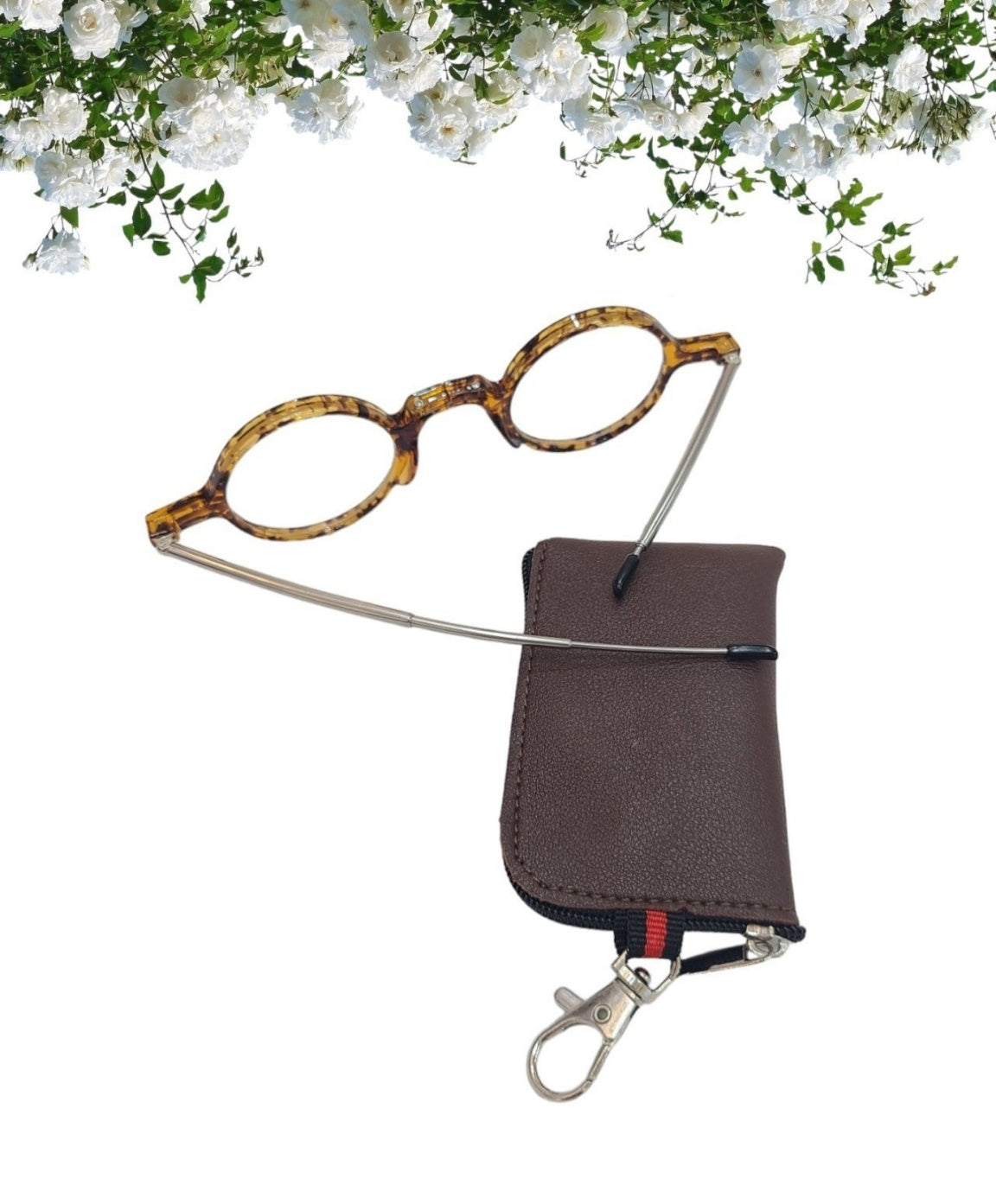 🥸[드디어 미국 상륙] [접이식 돋보기 +1.0]접이식 휴대용 원형 돋보기 안경 + 파우치 세트(Black Only) |  Foldable Reading Glasses +1.0 with Case