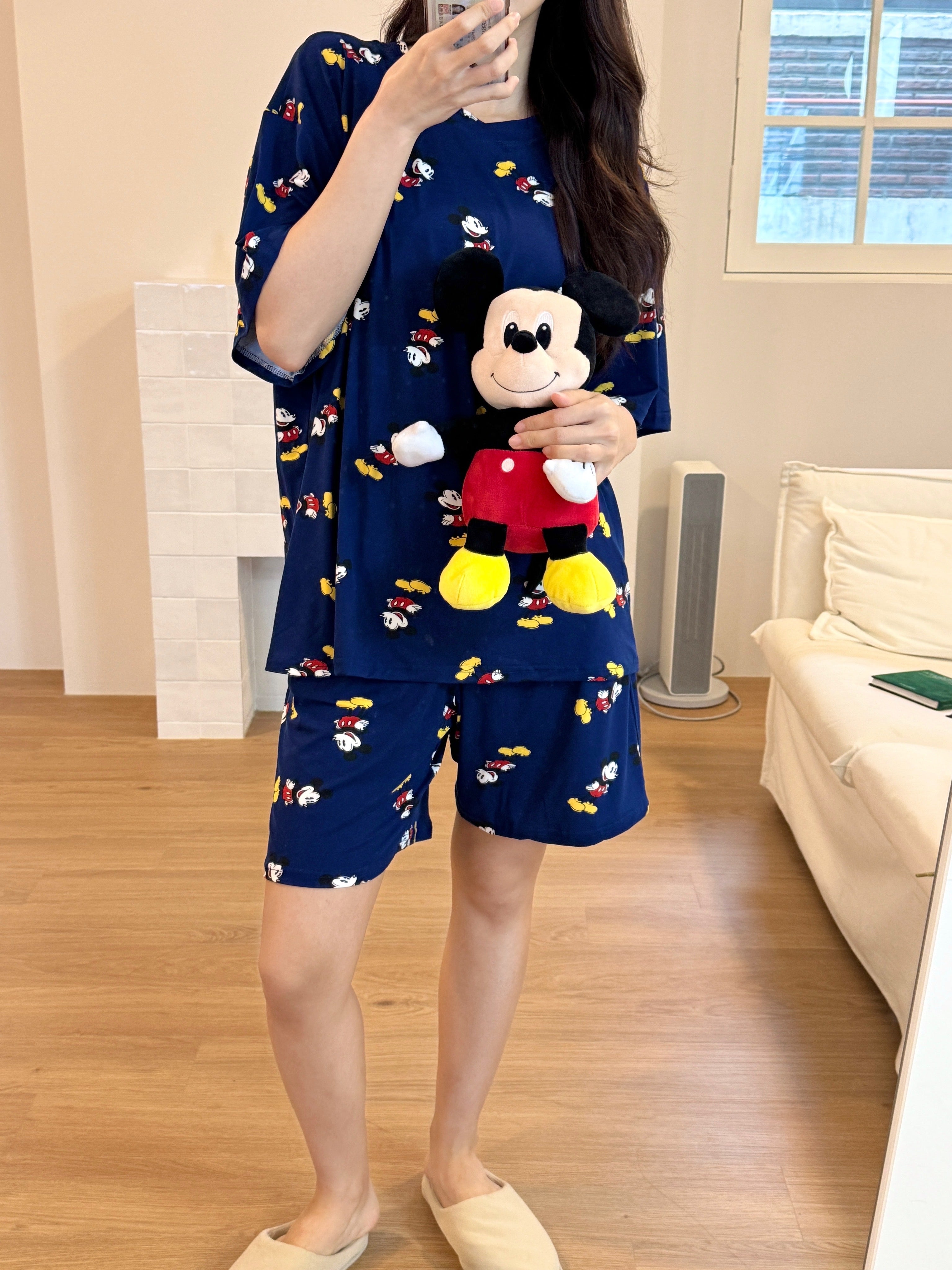 💤🌼 [디즈니 여름 잠옷]봄신상 디즈니 빅사이즈 반팔 파자마 세트 / Disney Oversized Short-Sleeve Pajama Set (26SS)