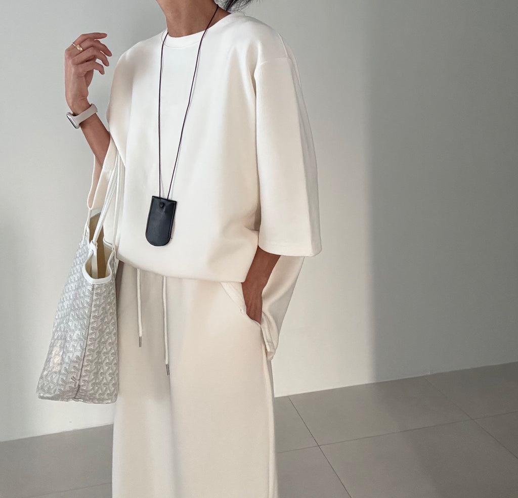 😭이거 진짜 편해요!!!77-88다 가능! 🌿🍂[간절기 셋업][사이즈 넉넉 77반까지] 리플 슈가세트 럭셔리 세련 루즈핏 롱 스커트 셋업 [사장 추천]  | Luxury Loose-Fit Long Skirt Setup