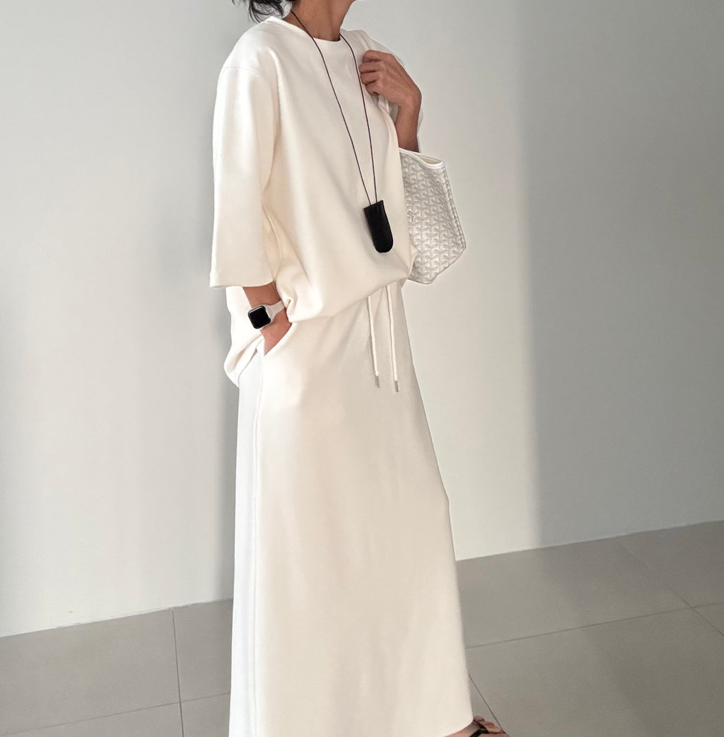 😭이거 진짜 편해요!!!77-88다 가능! 🌿🍂[간절기 셋업][사이즈 넉넉 77반까지] 리플 슈가세트 럭셔리 세련 루즈핏 롱 스커트 셋업 [사장 추천]  | Luxury Loose-Fit Long Skirt Setup