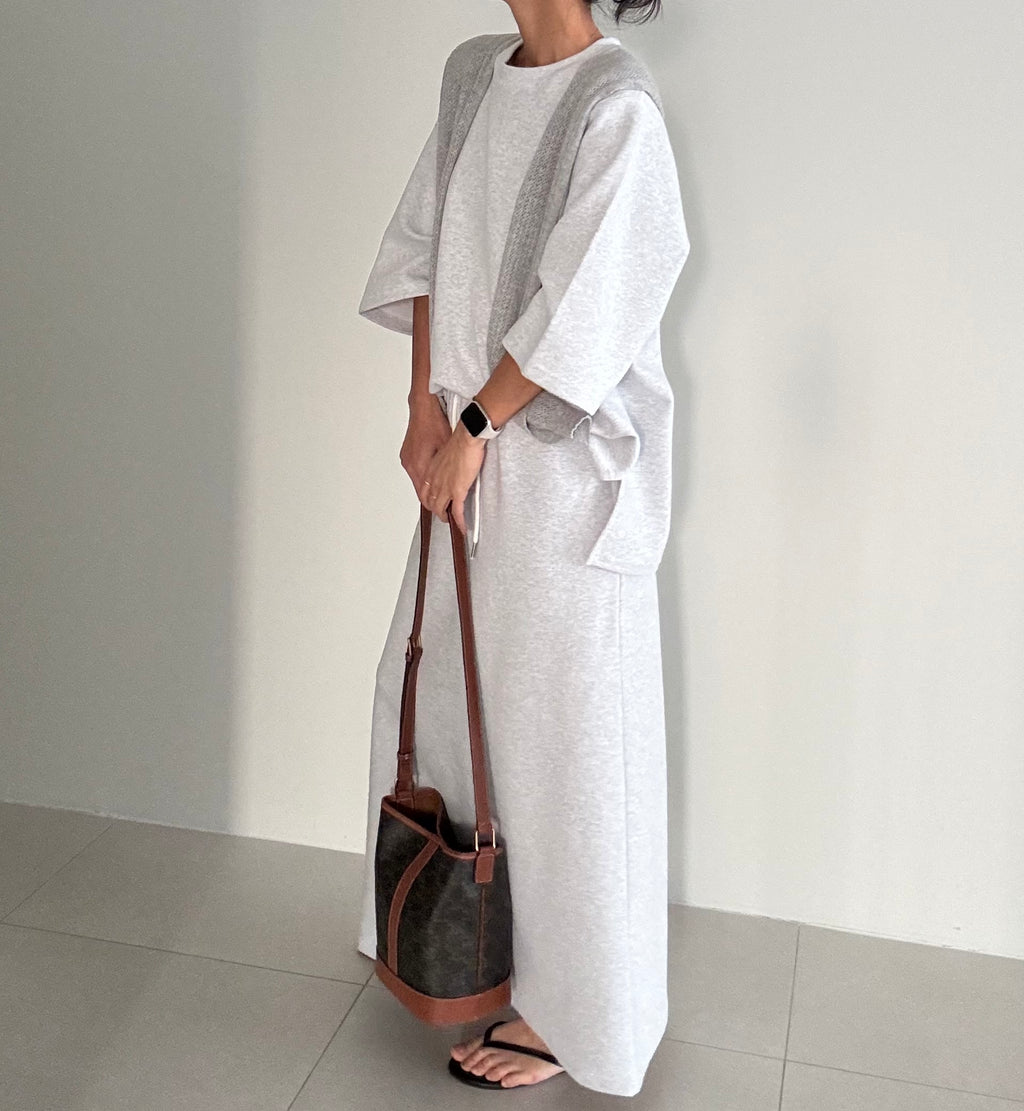 😭이거 진짜 편해요!!!77-88다 가능! 🌿🍂[간절기 셋업][사이즈 넉넉 77반까지] 리플 슈가세트 럭셔리 세련 루즈핏 롱 스커트 셋업 [사장 추천]  | Luxury Loose-Fit Long Skirt Setup