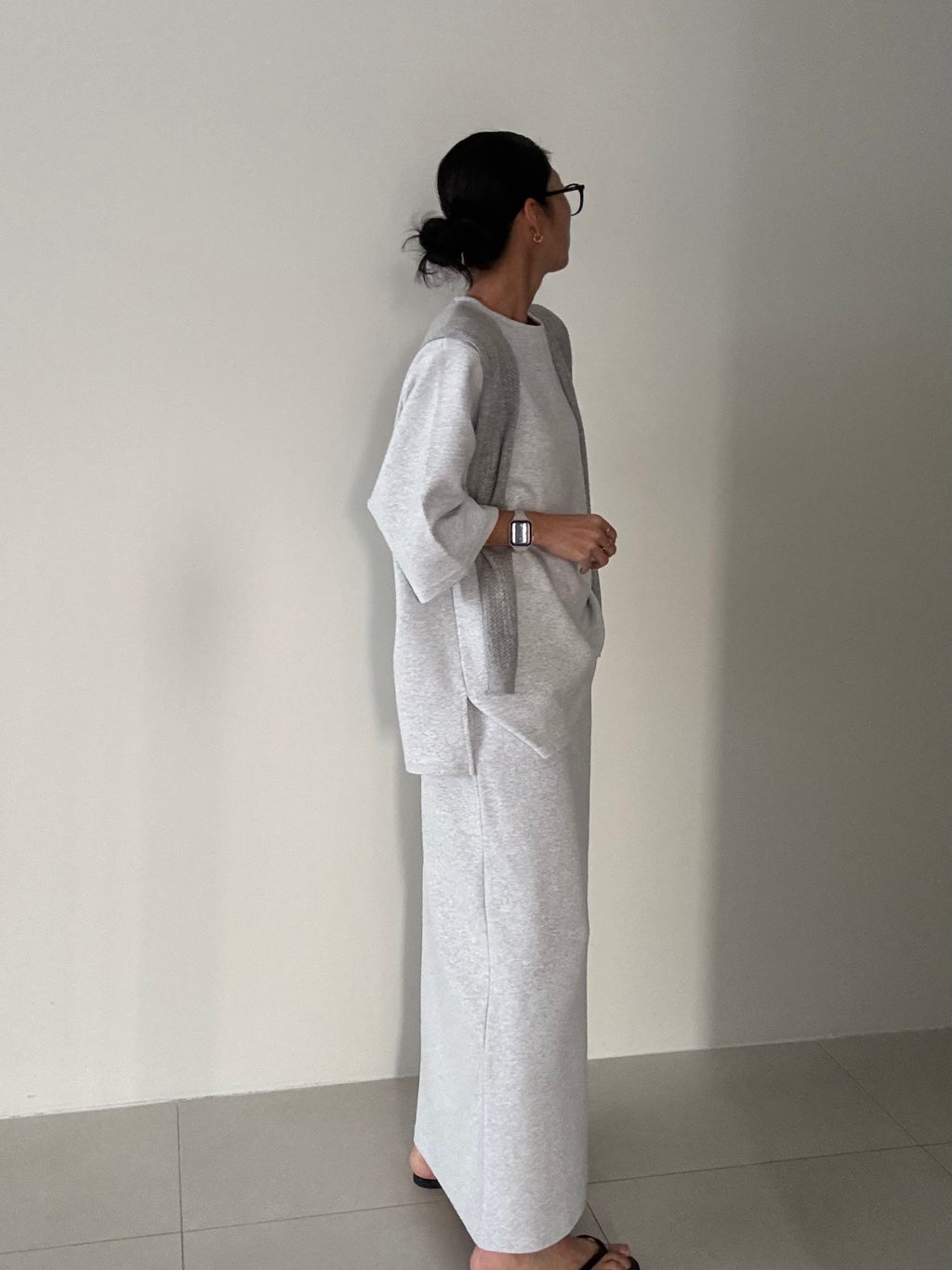 😭이거 진짜 편해요!!!77-88다 가능! 🌿🍂[간절기 셋업][사이즈 넉넉 77반까지] 리플 슈가세트 럭셔리 세련 루즈핏 롱 스커트 셋업 [사장 추천]  | Luxury Loose-Fit Long Skirt Setup