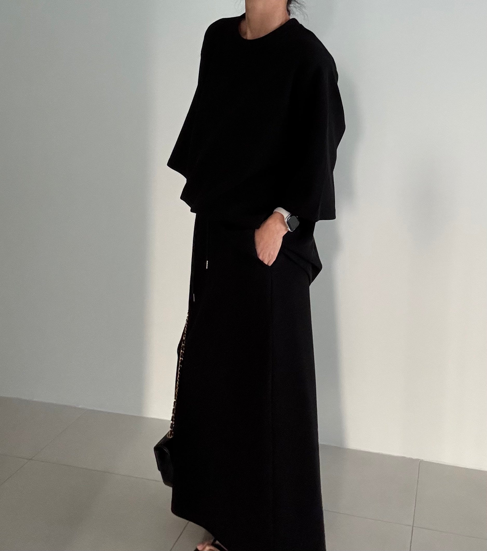 😭이거 진짜 편해요!!!77-88다 가능! 🌿🍂[간절기 셋업][사이즈 넉넉 77반까지] 리플 슈가세트 럭셔리 세련 루즈핏 롱 스커트 셋업 [사장 추천]  | Luxury Loose-Fit Long Skirt Setup