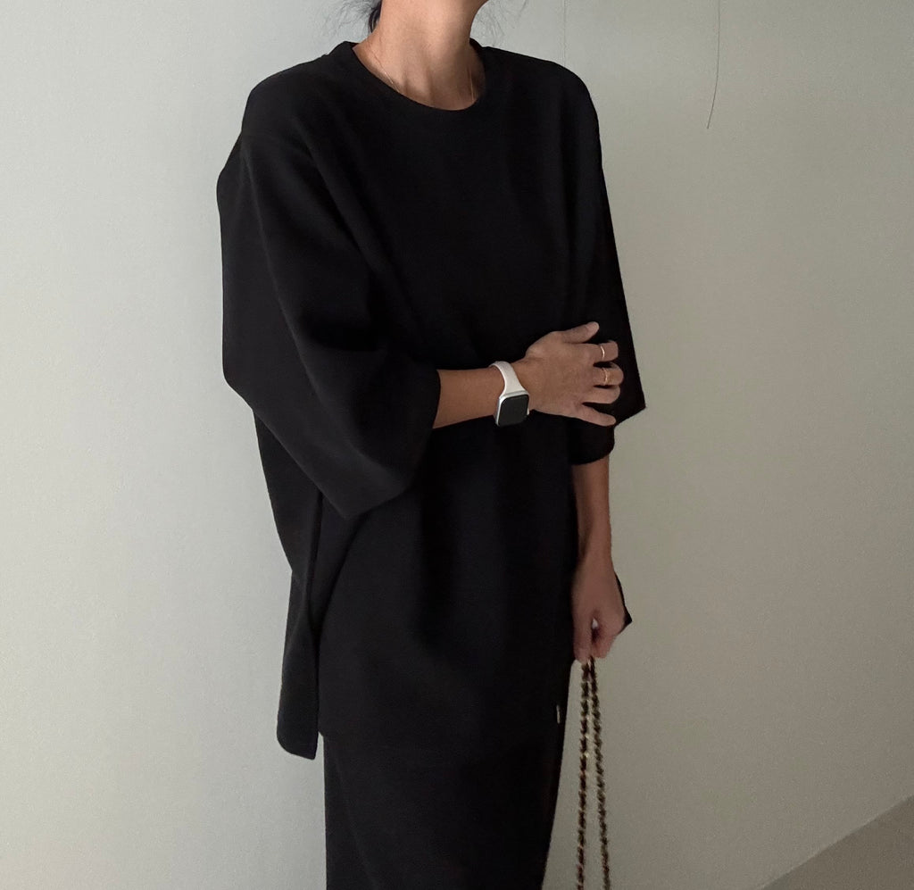 😭이거 진짜 편해요!!!77-88다 가능! 🌿🍂[간절기 셋업][사이즈 넉넉 77반까지] 리플 슈가세트 럭셔리 세련 루즈핏 롱 스커트 셋업 [사장 추천]  | Luxury Loose-Fit Long Skirt Setup