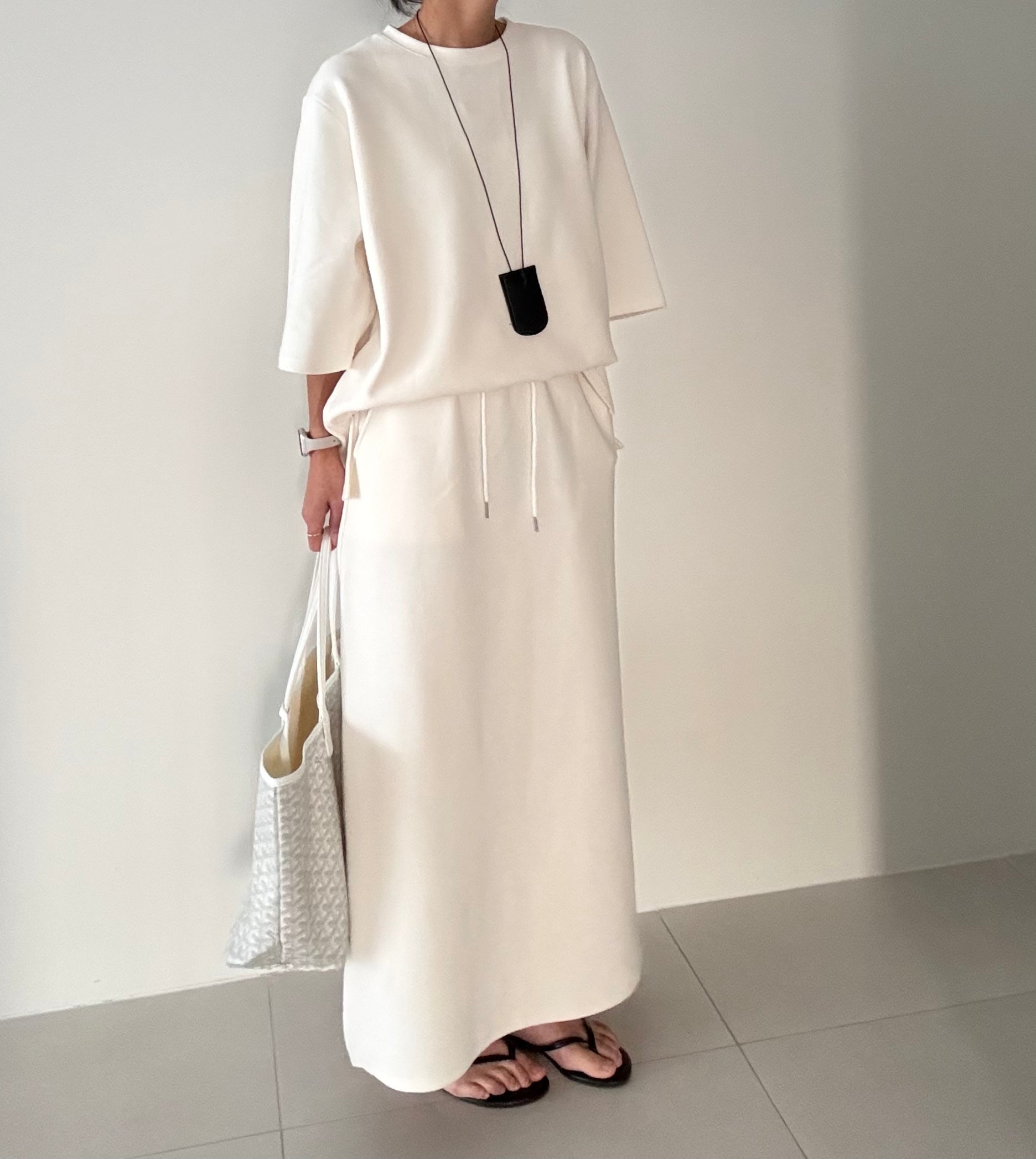 😭이거 진짜 편해요!!!77-88다 가능! 🌿🍂[간절기 셋업][사이즈 넉넉 77반까지] 리플 슈가세트 럭셔리 세련 루즈핏 롱 스커트 셋업 [사장 추천]  | Luxury Loose-Fit Long Skirt Setup