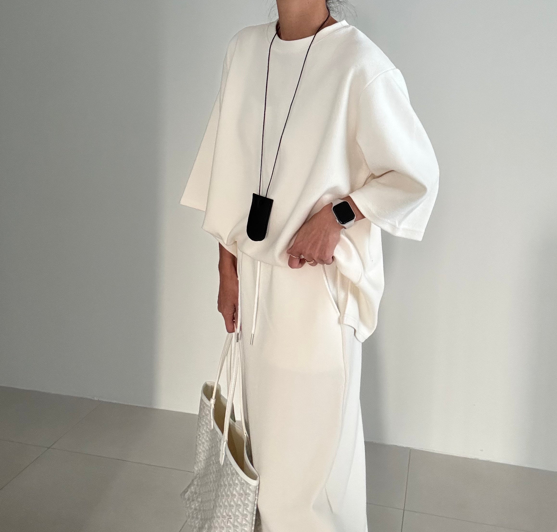 😭이거 진짜 편해요!!!77-88다 가능! 🌿🍂[간절기 셋업][사이즈 넉넉 77반까지] 리플 슈가세트 럭셔리 세련 루즈핏 롱 스커트 셋업 [사장 추천]  | Luxury Loose-Fit Long Skirt Setup