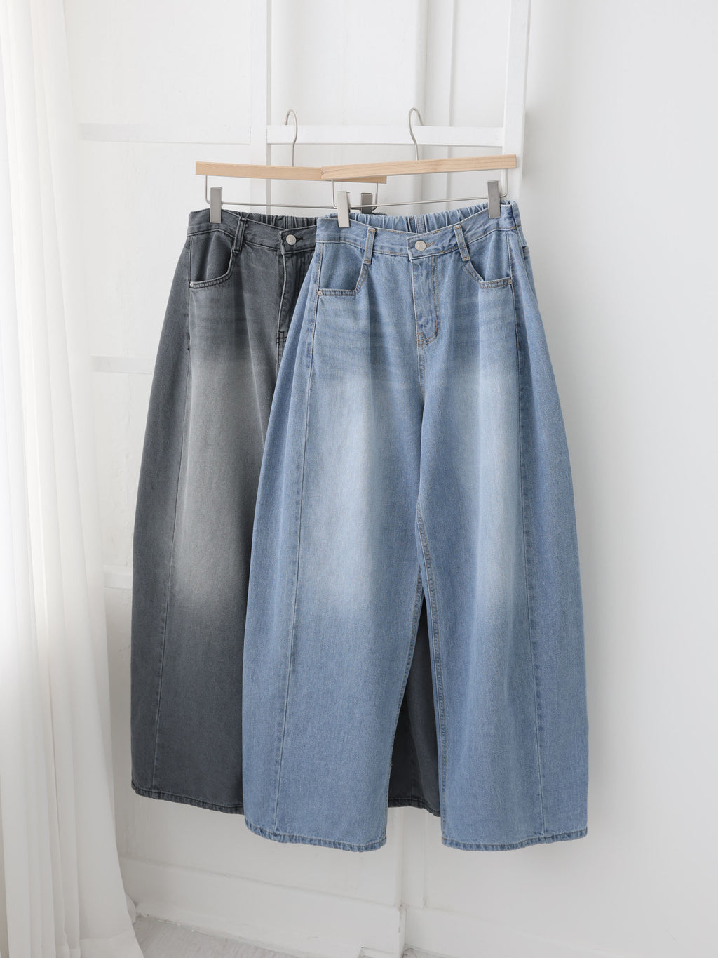 👖[26ss 봄신상] 👖팝진 봄신상 벌룬핏 와이드 청바지 허리 뒷밴딩 77 가능 / Balloon Fit Wide Denim Jeans