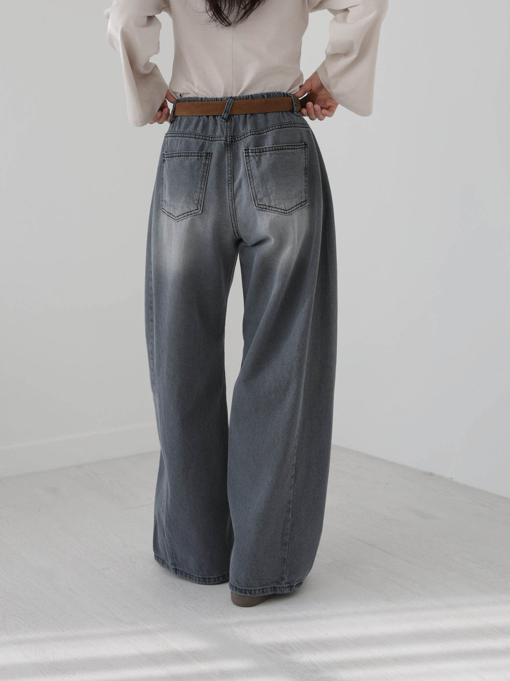 👖[26ss 봄신상] 👖팝진 봄신상 벌룬핏 와이드 청바지 허리 뒷밴딩 77 가능 / Balloon Fit Wide Denim Jeans