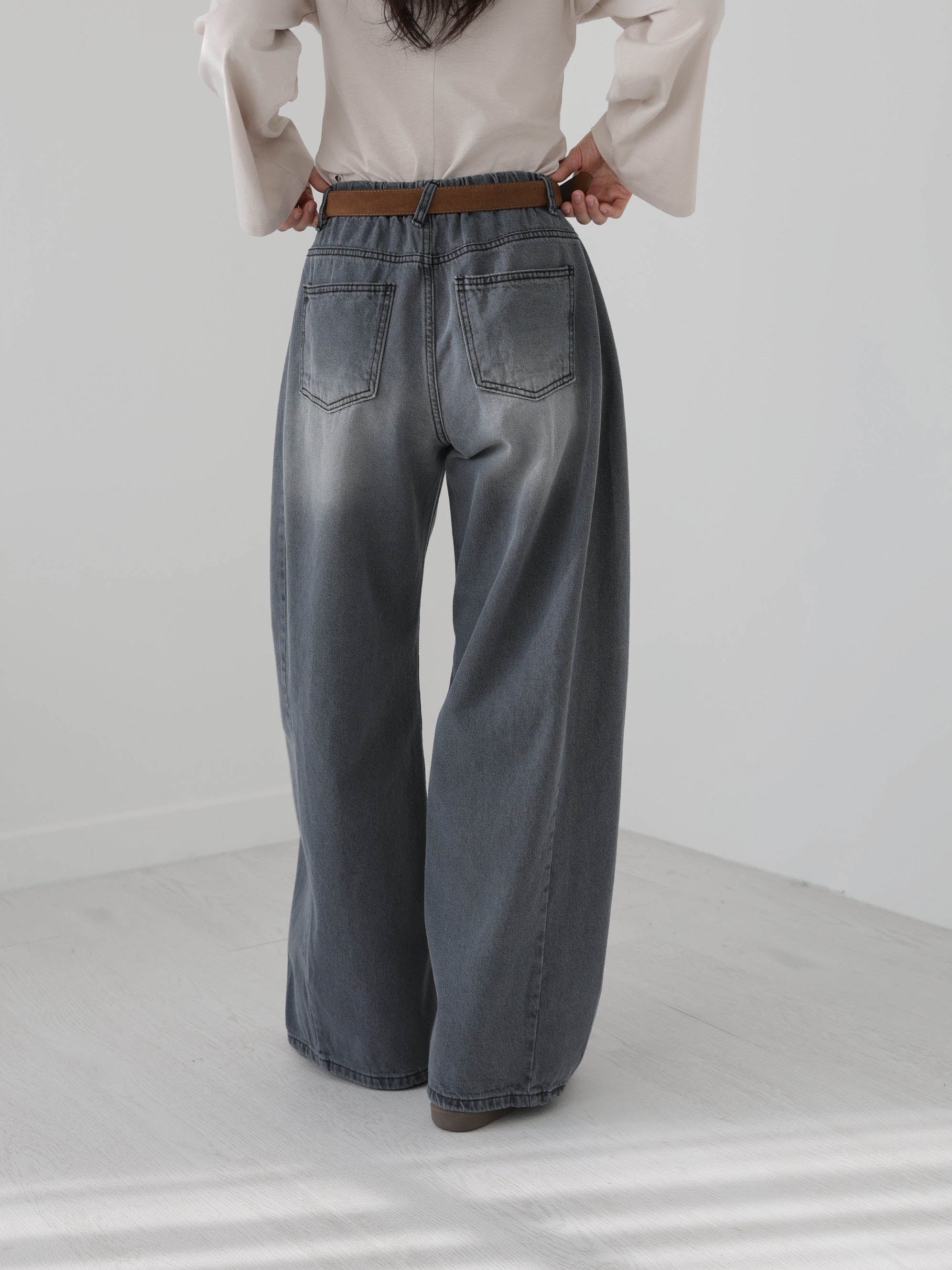 👖[26ss 봄신상] 👖팝진 봄신상 벌룬핏 와이드 청바지 허리 뒷밴딩 77 가능 / Balloon Fit Wide Denim Jeans