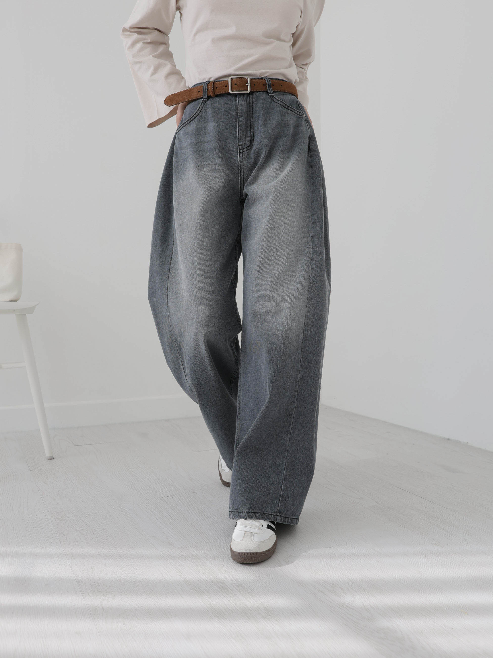 👖[26ss 봄신상] 👖팝진 봄신상 벌룬핏 와이드 청바지 허리 뒷밴딩 77 가능 / Balloon Fit Wide Denim Jeans