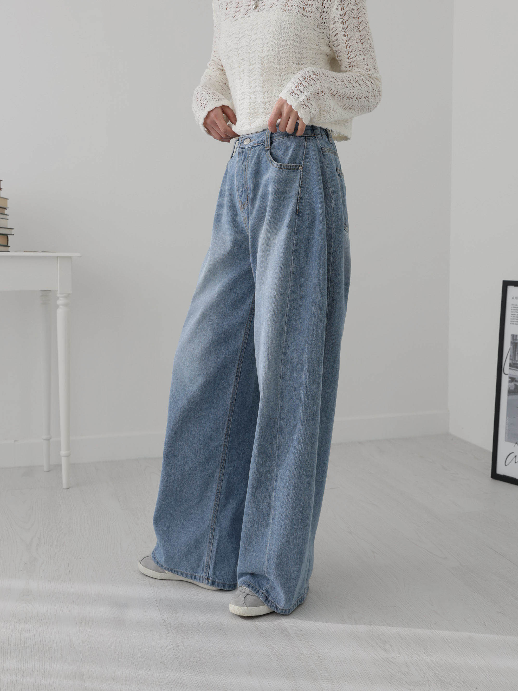 👖[26ss 봄신상] 👖팝진 봄신상 벌룬핏 와이드 청바지 허리 뒷밴딩 77 가능 / Balloon Fit Wide Denim Jeans